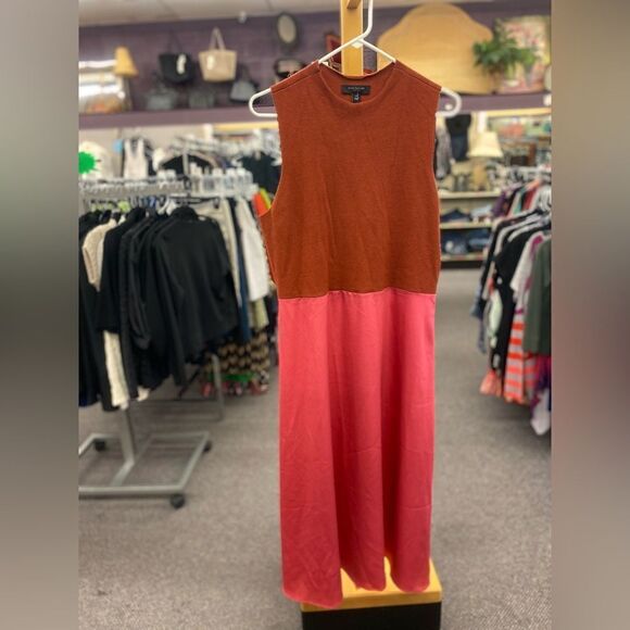 Ann Taylor ladies Xl Petite Orange & Pink Dress - Picture 1 of 3